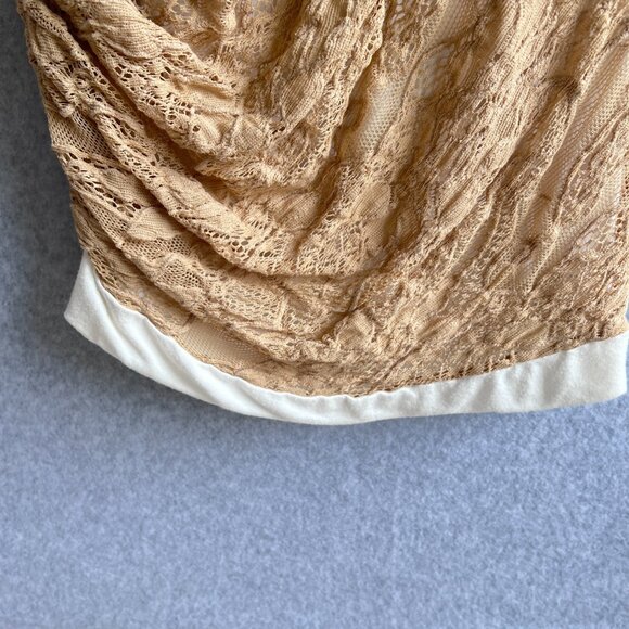 A.L.C. Lace Ruched Bodycon Dress in Tan Long Sleeve Women's Size M - Picture 11 of 11